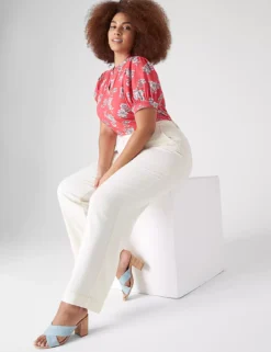 Puff-Sleeve Notch-Neck Tee -Cheap Form & Fabric Fashion Store 400284 0000108878 alt1